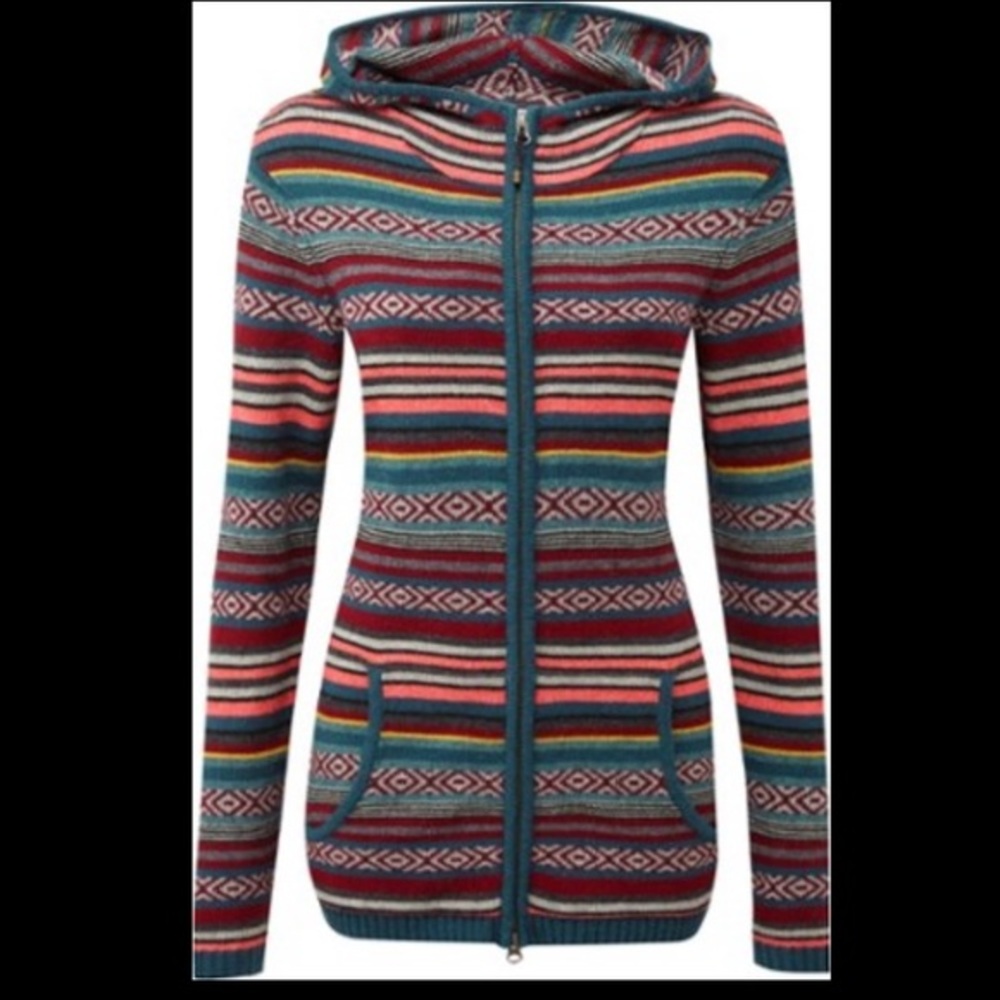 Sherpa adventure gear paro hoodie size small striped wool alpaca zip up nepalese